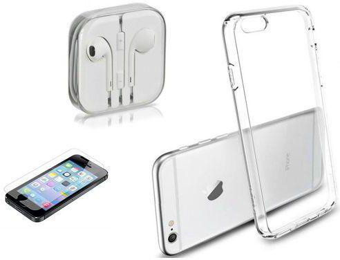 Back Cover Clear With Glass Screen Protector And Earphone White